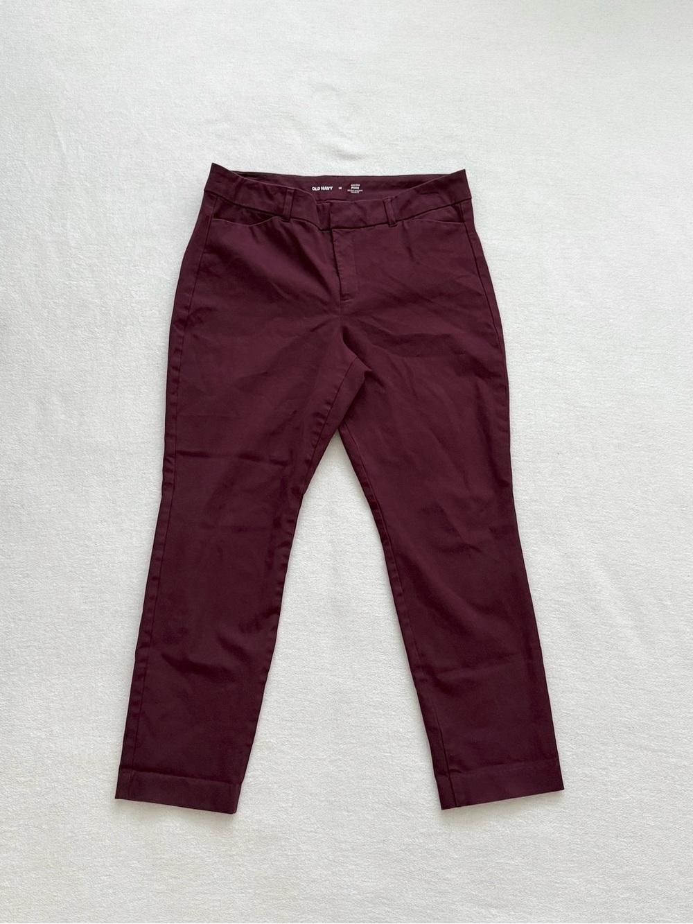 Old Navy High Rise Pixie Ankle Pants Size 12 Burgundy Stretch